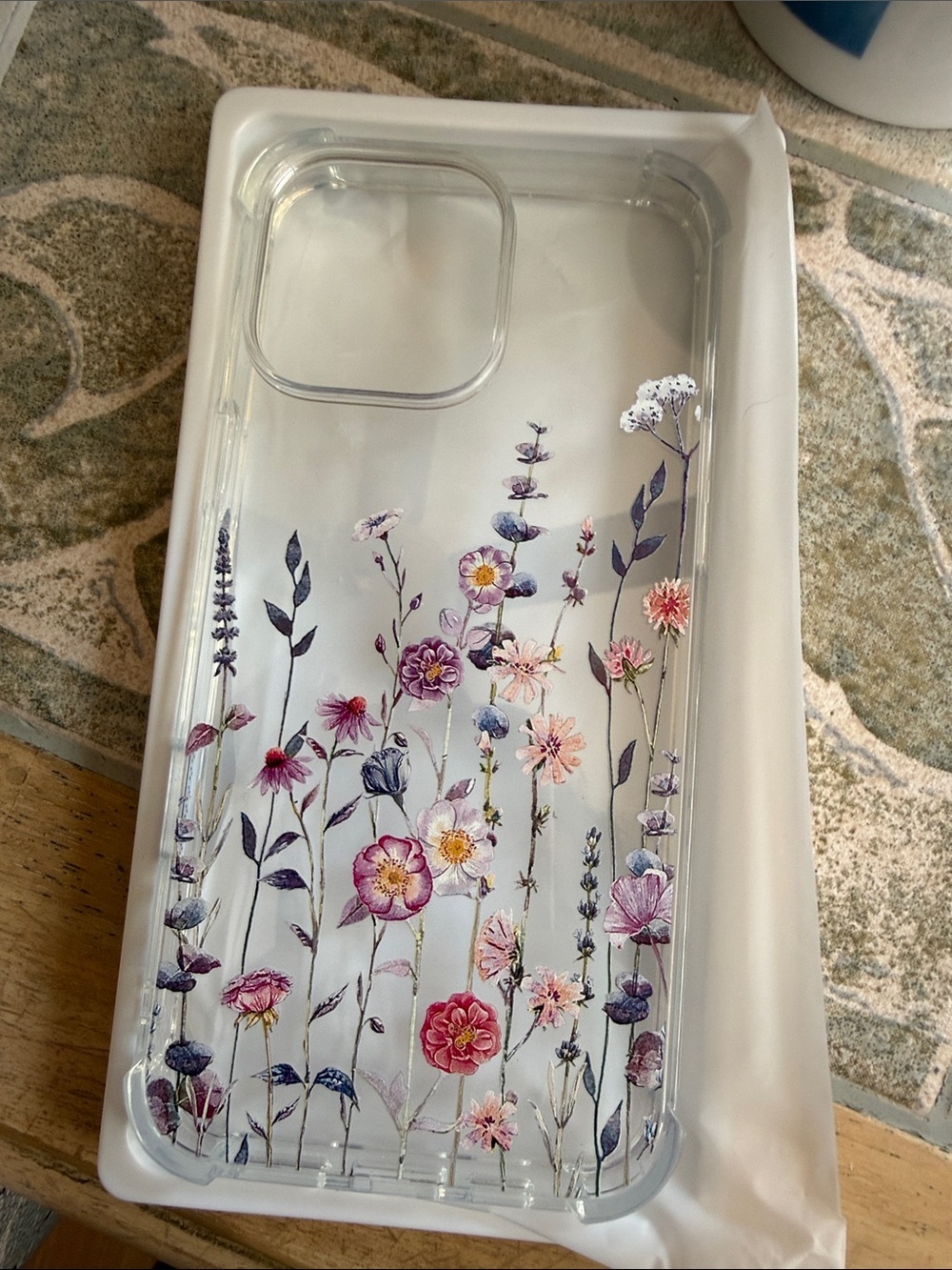 Clear Floral Phone Case with Pink & Purple Wildflowers